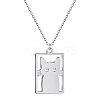 304 Stainless Steel Laser Cut Rectangle with Cat Shape Pendant Necklaces FS-WGDBF09-02-1