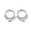 304 Stainless Steel Clear Cubic Zirconia Horse Eye Hoop Nose Rings AJEW-D306-11P-1