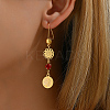 Tassel Coin Brass Hoop Earrings XE5575-5