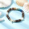 Dyed Natural Lava Rock & Coconut & Synthetic Turquoise Beaded Stretch Bracelet BJEW-JB10061-01-2