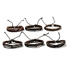 6Pcs 6 Style Adjustable Braided Imitation Leather Cord Bracelet Set BJEW-F458-09-2