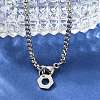 304 Stainless Steel Hexagon Pendant Box Chain Necklaces for Women NJEW-A045-25P-3
