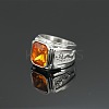 Rectangle 304 Stainless Steel with Cubic Zirconia Finger Rings for Men FS-WG909F6-02-1