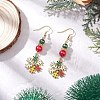 Christmas Snowflake Alloy Enamel Dangle Earrings EJEW-TA00697-1