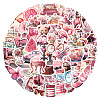 60Pcs Retro Pink PVC Waterproof Stickers Set PW-WG43952-01-4