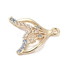 Brass Pave Light Sky Blue and Clear Cubic Zirconia Sea Animal Connector Charms KK-M326-07B-G-2
