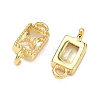 Brass Pave Cubic Zirconia Rectangle Connector Charms KK-P348-10G-3