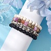 4Pcs Constellation 8mm Round Natural Dalmation Jasper & White Jade Imitation Tourmaline BJEW-JB10640-3