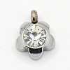 201 Stainless Steel Rhinestone Flower Charm Pendants RB-M030-03J-1