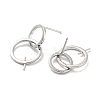 Rhodium Plated Double Rings 925 Sterling Silver Dangle Stud Earring Findings STER-Q192-27P-2