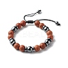 Synthetic Hematite Beads Bracelet for Men Women BJEW-JB06755-4