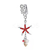304 Stainless Steel Pave Cubic Zirconia & Plastic Pearl & Natural Shell Starfish Dangle Clip on Belly Rings FS-WG69EA3-06-1