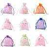 100Pcs 2 Style Gold Stamping Butterfly Rectangle Organza Gift Bags OP-KS0001-01-1