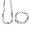 304 Stainless Steel Cuban Link Chain Bracelets & Necklaces Jewelry Sets SJEW-B019-03D-P-3