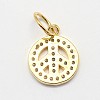 CZ Brass Micro Pave Cubic Zirconia Peace Sign Charms ZIRC-L018-05-3