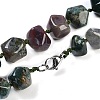 Natural Indian Agate Nuggets Beaded Necklaces for Women Men NJEW-K388-01T-3