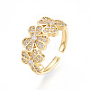 Brass Micro Pave Clear Cubic Zirconia Cuff Rings for Women KK-T074-20G-4