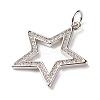 Brass Micro Pave Clear Cubic Zirconia Pendants ZIRC-P094-03P-RS-2