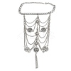 Bohemian Multi-layer Chain Alloy Coin Tassel Toe Ring Anklets for Women AJEW-B107-01P-3