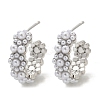 Flower Brass ABS Imitation Pearl Stud Earrings EJEW-M082-05P-3