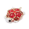 3Pcs 3 Colors Handmade Glass Seed Beads Loom Pattern Pendants PALLOY-MZ00361-4