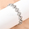 304 Stainless Steel Flower Link Chain Bracelets BJEW-D379-17P-5
