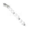 Faceted Round Natural Quartz Crystal & Howlite & Rainbow Moonstone Beaded Pendants PALLOY-JF03529-05-2