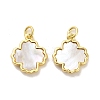 Brass Pave Shell Pendants KK-K365-08E-G-1