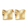Ion Plating(IP) 304 Stainless Steel Textured Square Ear Studs for Women EJEW-P234-12G-1