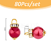 80Pcs Glass Pearl Pendants PALLOY-FH00015-2