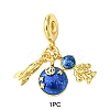 1Pc Travel Theme Brass Blue Enamel European Dangle Charms KK-YW0002-72-1