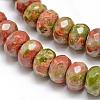 Faceted Natural Unakite Rondelle Beads Strands G-K090-10-1