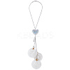Plush Cloth Fabric Round & Polymer Clay Rhinestone Heart Pendant Hanging Ornament HJEW-DR00080-1