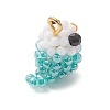 Glass Seed Beaded Bird Charms PALLOY-MZ00971-02-3
