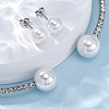 Round Plastic Imitation Pearl Stud Earrings & Rhinestone Cuff Choker Necklaces Sets SJEW-U003-04P-3