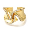 Rack Plating Brass Micro Pave Cubic Zirconia Open Cuff Rings for Women RJEW-M022-20G-2
