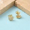 Flower Brass Micro Pave Clear Cubic Zirconia Stud Earrings EJEW-Z144-03G-3