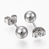 Tarnish Resistant 201 Stainless Steel Ball Stud Earrings STAS-P179-02P-4mm-2