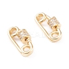 Brass Micro Pave Clear Cubic Zirconia Screw Carabiner Lock Charms X-KK-F814-38G-2