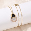 304 Stainless Steel Roman Numeral 3 Ring Pendant Necklaces NJEW-V001-06P-02-5