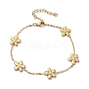 304 Stainless Steel Flower Link Bracelets BJEW-G765-04G-4