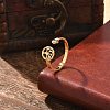 304 Stainless Steel Rhinestone Open Cuff Ring for Women LS-RJEW-F169-01G-07-1