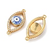 Brass Micro Pave Clear Cubic Zirconia Enamel Horse Eye Connector Charms KK-H534-02G-2
