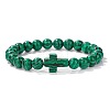 Synthetic Malachite Round Beads Stretch Bracelets YG0612-13-1