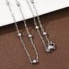 304 Stainless Steel 3MM Round Bead Cable Chain Necklaces for Women NJEW-G177-03A-P-1