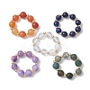 5Pcs 5 Styles Natural White Jade & Indian Agate & Lapis Lazuli & Red Aventurine & Opalite Stretch Rings RJEW-JR00760-1