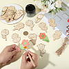 1Set Flower Unfinished Blank Wooden Pendants Set for Painting Arts HJEW-SC0002-71-3