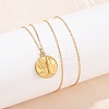 304 Stainless Steel Italian Coin Pendant Necklaces for Women NJEW-G176-01G-1