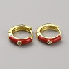 Enamel Hoop Earrings with Clear Cubic Zirconia EJEW-WH0004-39H-1