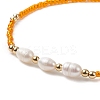 7Pcs 7 Color Natural Shell & Seed & Brass Beaded Stretch Bracelets Set for Women BJEW-JB09170-5